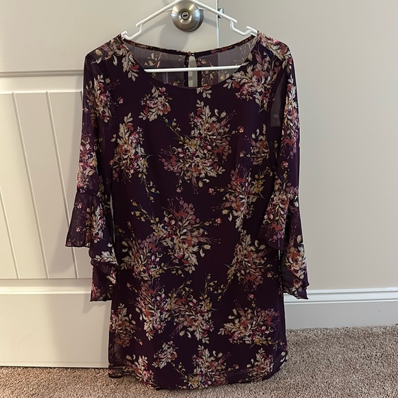 Plum/Purple Fall Floral Dress - Picture 1 of 5